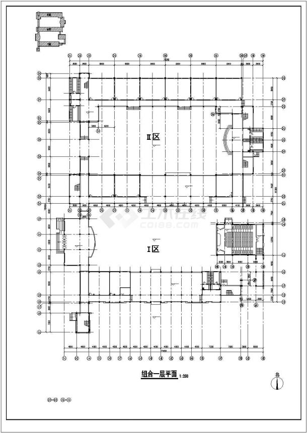 某14555㎡五层实验中学教学楼建筑施工CAD图-图二