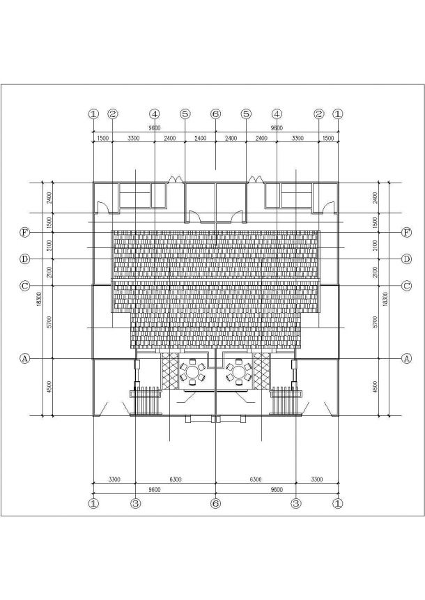 每户140平米2层框混结构双拼别墅平立剖面设计CAD图纸-图一