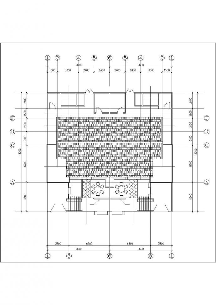每户140平米2层框混结构双拼别墅平立剖面设计CAD图纸_图1
