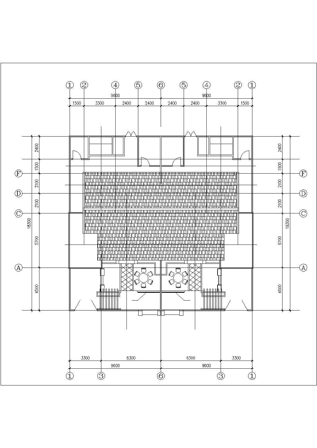每户140平米2层框混结构双拼别墅平立剖面设计CAD图纸