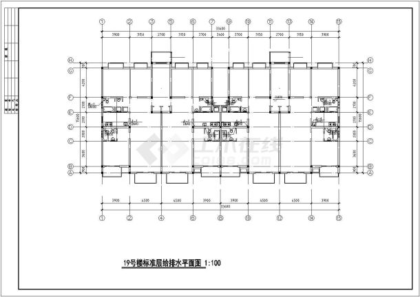 长33.6米宽15.6米-1+6层住宅楼给排水施工图纸（标注明细）-图一