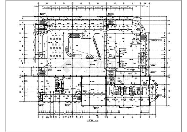 某多层剪力墙结构五星级酒店裙房部分设计cad建筑平面方案图（标注详细）-图二
