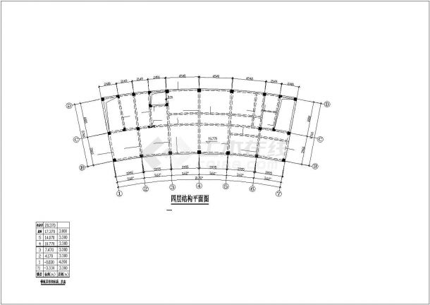 【精品】5层弧形大跨度混凝土商住楼设计方案CAD图纸-图一