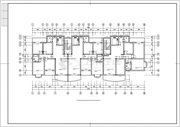 【精品】大户型六层砖混住宅楼设计方案CAD图纸-图二