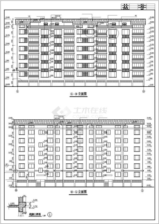 【精品】跃层式六层砖混住宅楼设计方案CAD图纸-图一