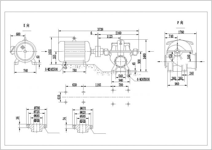 【精选】给水工程工业水泵安装设计CAD图纸_图1