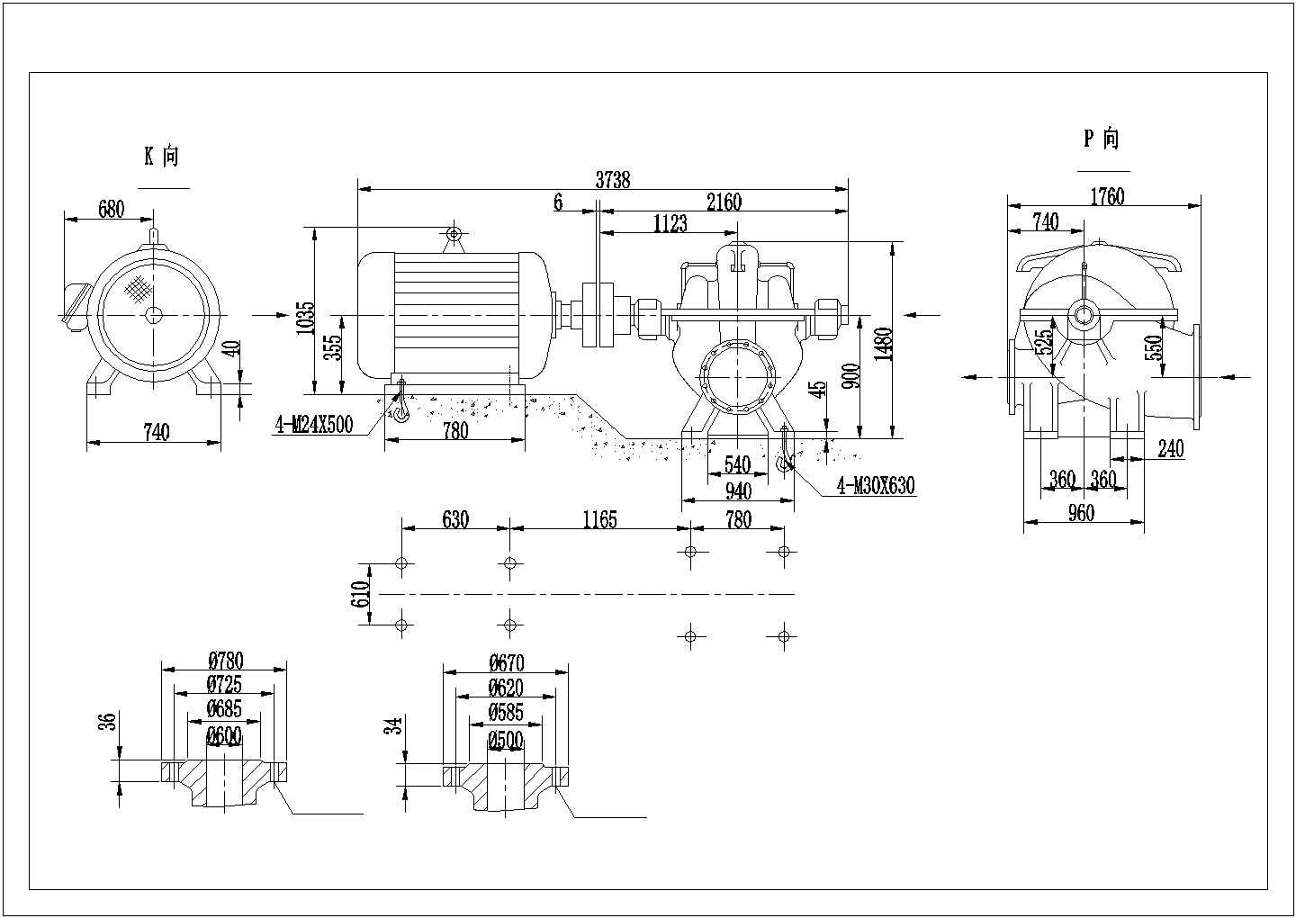 【精选】给水工程工业水泵安装设计CAD图纸