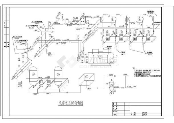 宾馆中央空调系统机房（涡旋机）原理图cad设计施工图-图二