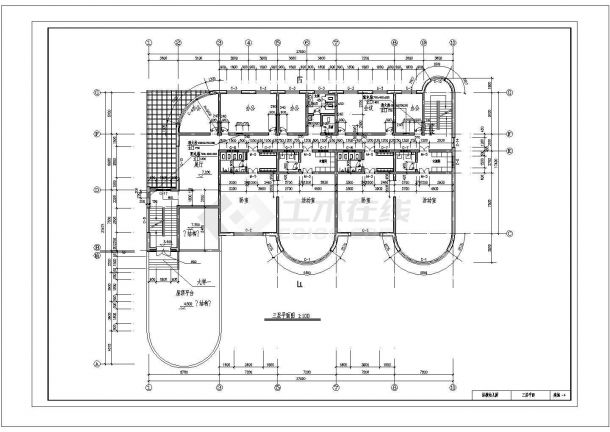 某2252平米三层框混幼儿园工程量计算CAD图纸（含建筑、结构图）-图一
