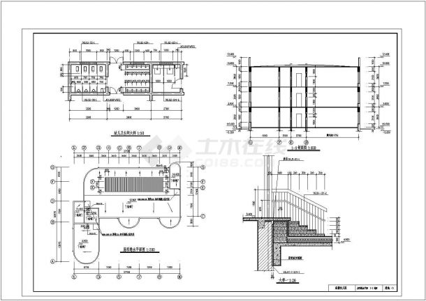 某2252平米三层框混幼儿园工程量计算CAD图纸（含建筑、结构图）-图二