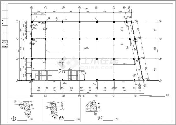 2500平米4层框架结构商业综合楼全套建筑设计CAD图纸-图二