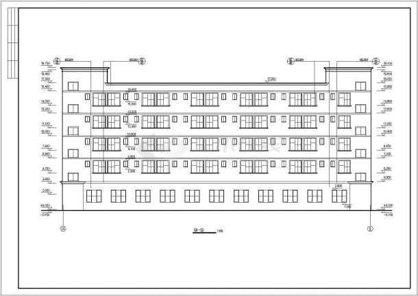 某工厂2600平米左右五层框架结构员工宿舍楼全套建筑设计CAD图纸-图二