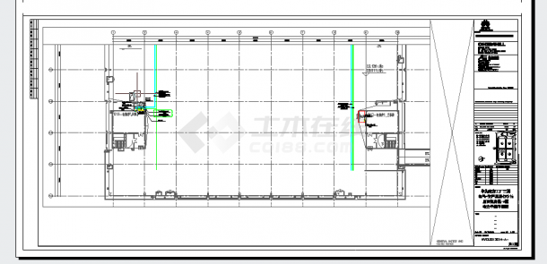 工业厂房-电气-生产用房(大)16屋面机房层-电力干线平面图-图二