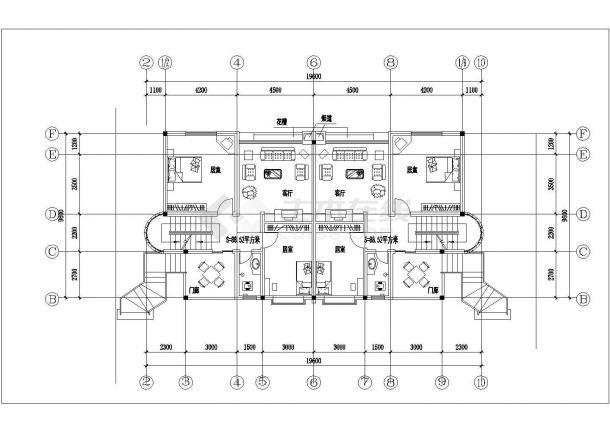 南京某别墅区每户240平米3层砖混结构双拼别墅平立剖面设计CAD图纸-图一