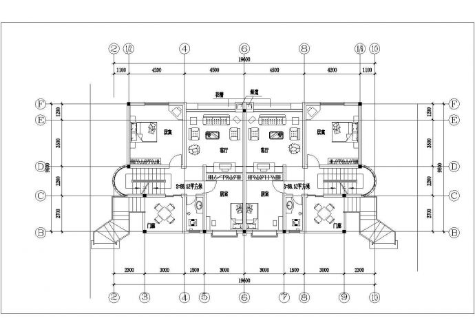 南京某别墅区每户240平米3层砖混结构双拼别墅平立剖面设计CAD图纸_图1