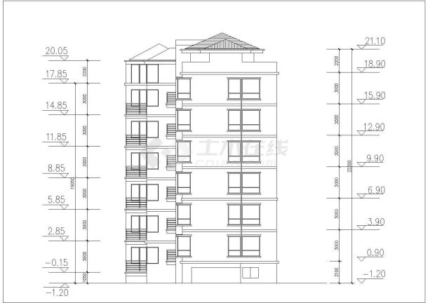 1800平米6+1层框混结构住宅楼全套建筑设计CAD图纸（1层2户）-图一