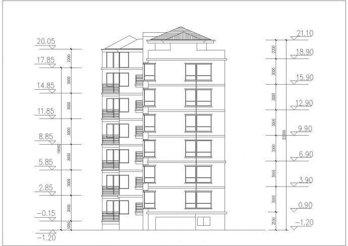 1800平米6+1层框混结构住宅楼全套建筑设计CAD图纸（1层2户）_图1