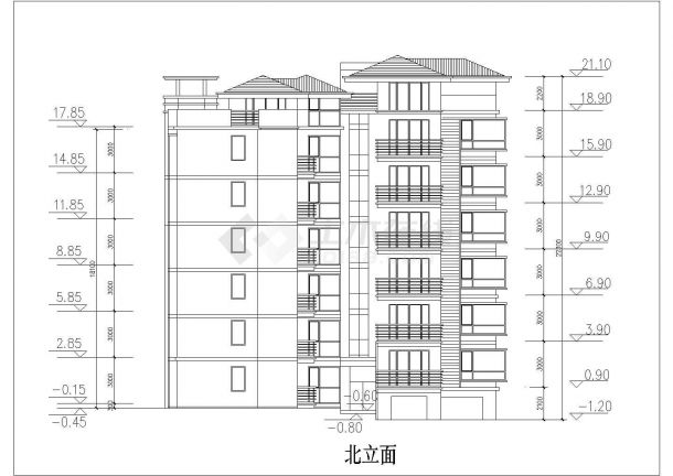 1800平米6+1层框混结构住宅楼全套建筑设计CAD图纸（1层2户）-图二