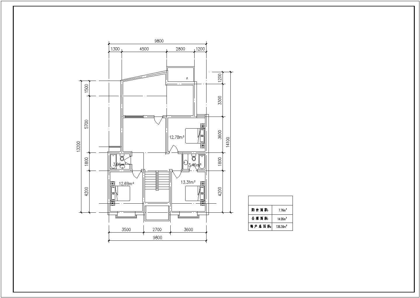 沈阳市某新建小区70-140平米左右热门户型设计CAD图纸（共20张）