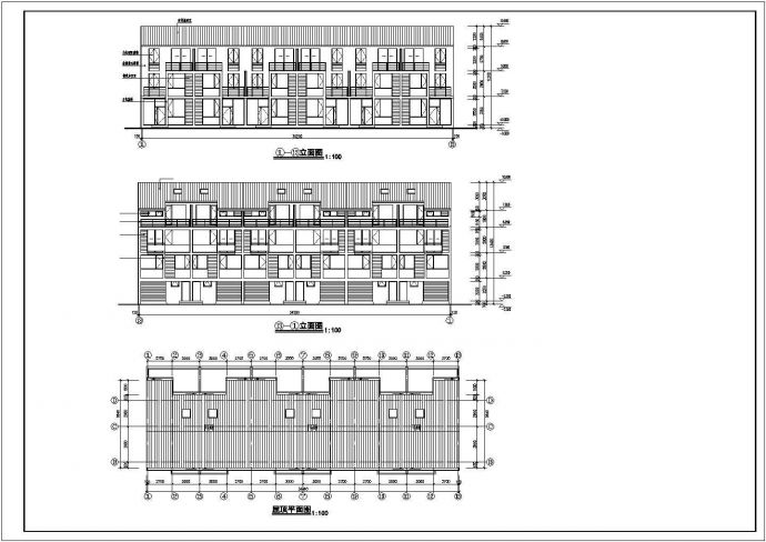 2800平米左右4层框混结构住宅楼平立剖面设计CAD图纸_图1