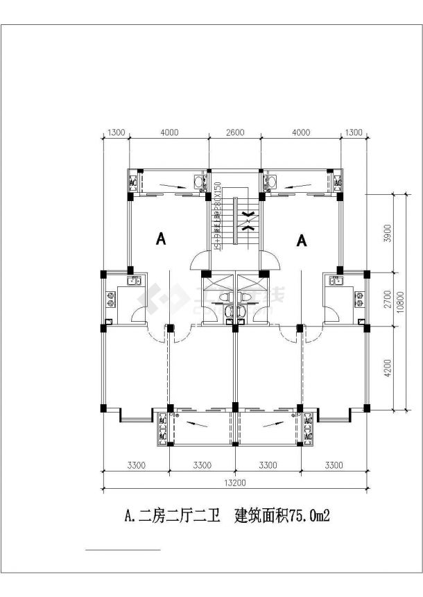 西安市紫阳花园小区80-140平米热门户型设计CAD图纸（19张）-图一