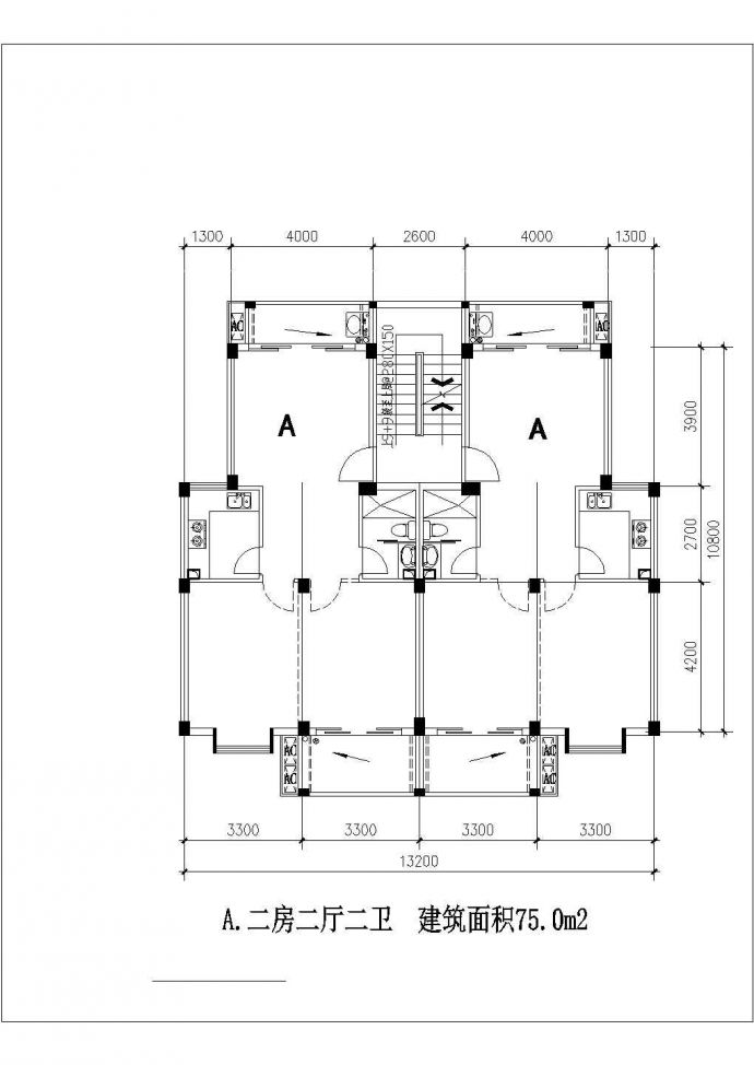 西安市紫阳花园小区80-140平米热门户型设计CAD图纸（19张）_图1