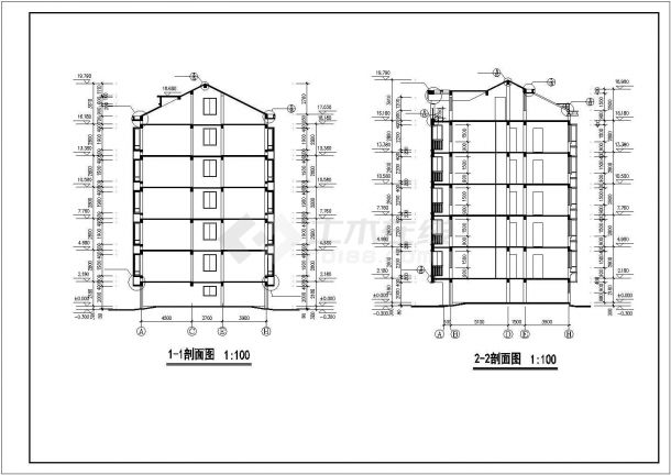 3300平米6层砖混结构住宅楼全套建筑设计CAD图纸（含车库层）-图二