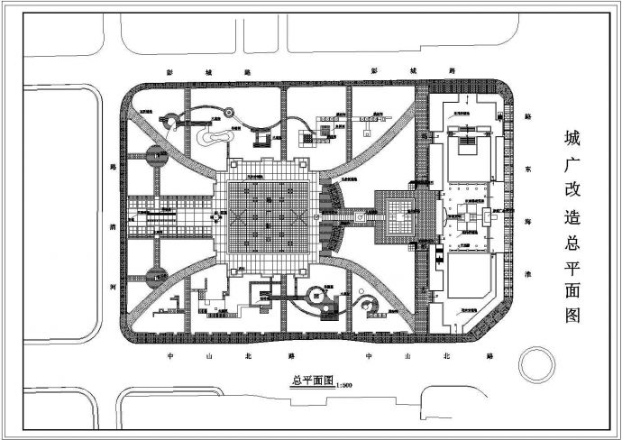 广场景观CAD平面图--广场设计_图1