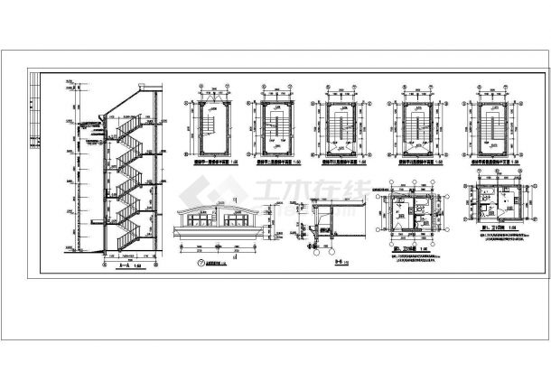 +1阁楼层5246.2平米小商品市场B楼建筑施工cad图纸设计-图二