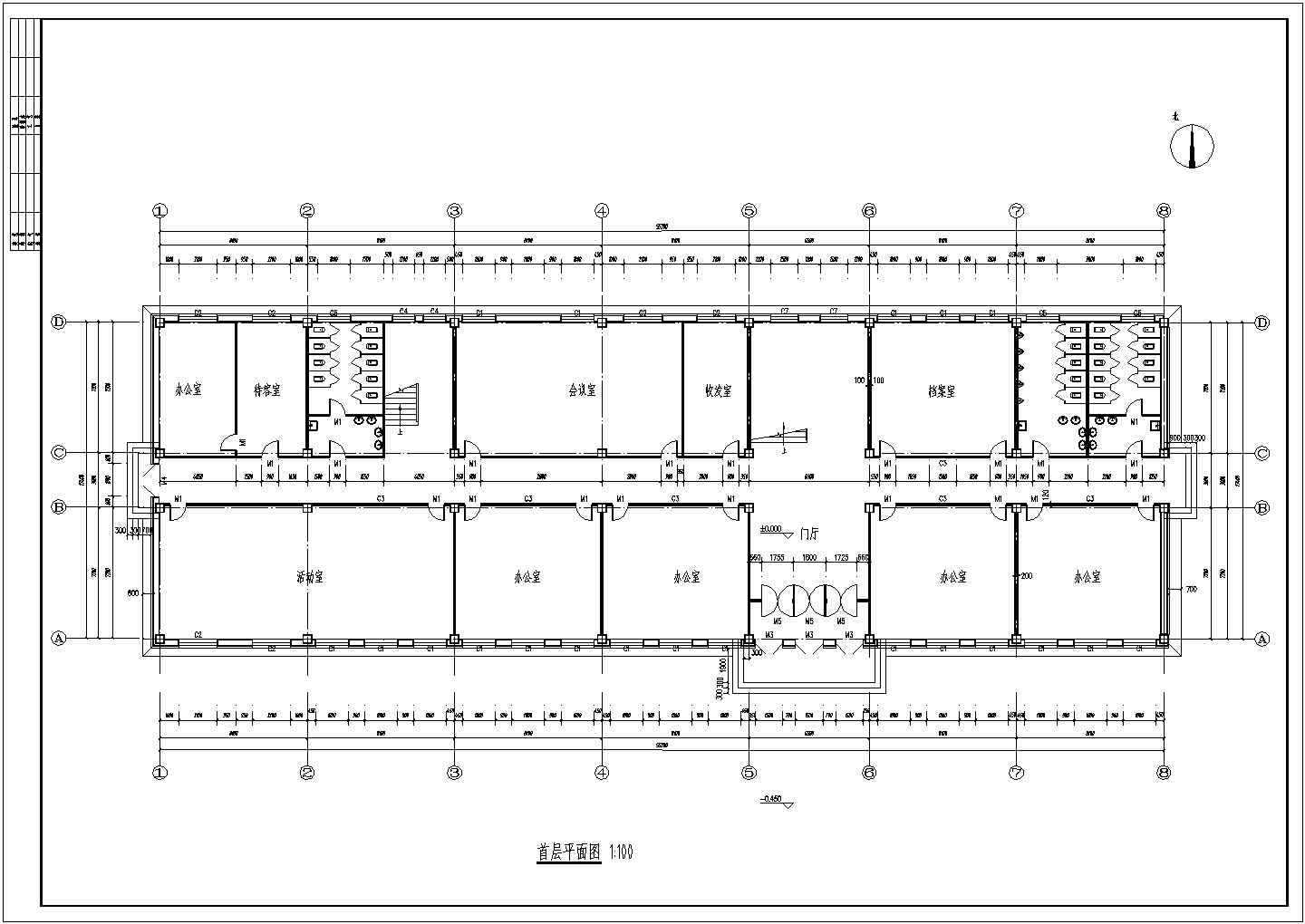 办公楼设计_某地区五层五千平米左右框架办公楼设计CAD图