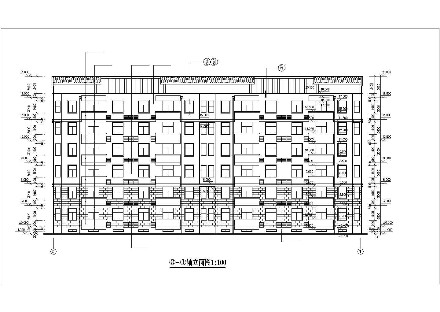 3100平米6层砖混结构住宅楼全套建筑设计CAD图纸（含地下室层）