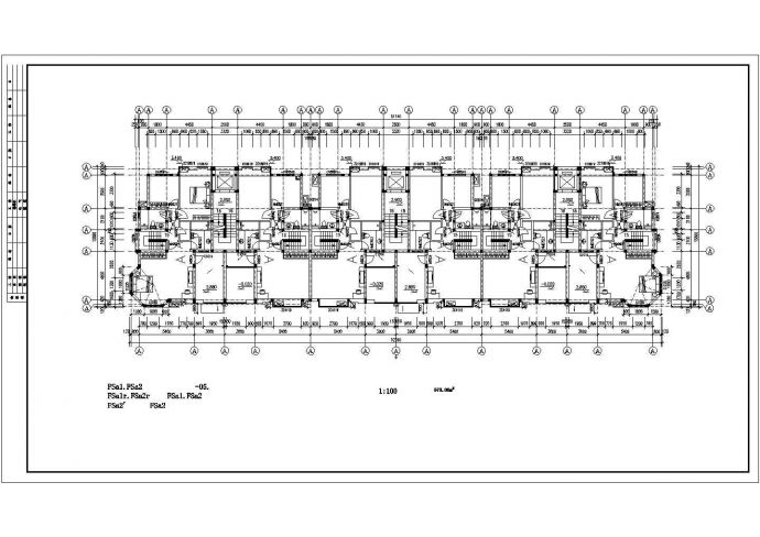 2300平米4层砌体结构连排别墅砌体建筑设计CAD图纸_图1