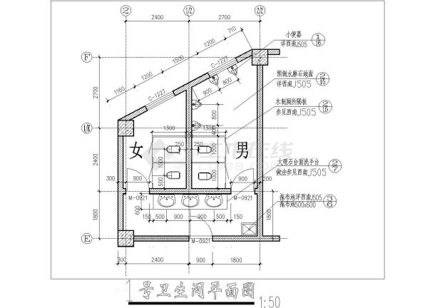 2600平米6层框混结构住宅楼局部平面设计CAD图纸（1层4户）-图一