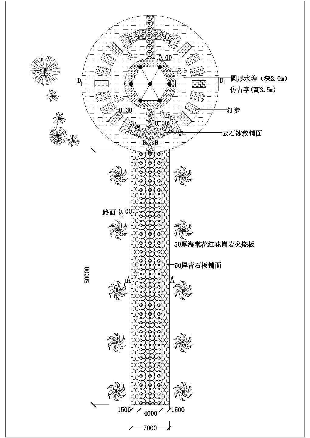 广场景观绿化设计CAD平面图--某广场园路铺装设计图