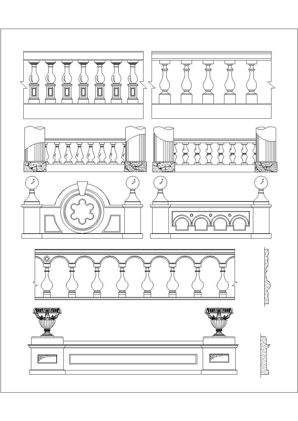 经典11套欧式栏杆设计cad 建筑施工详图