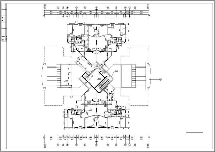 1.3万平米19层框架结构住宅楼全套平面设计CAD图纸（1层8户）_图1