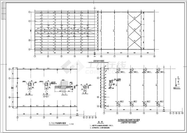 某17米混凝土柱轻钢屋面库房CAD结构设计图纸-图二