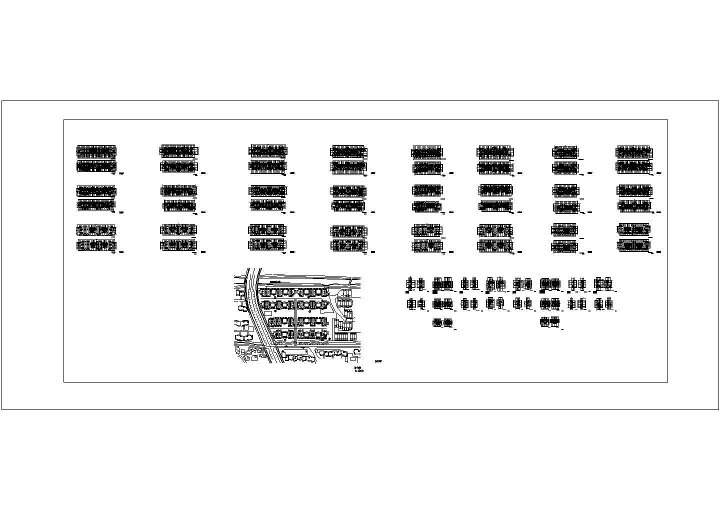 5层7-12户联排+叠拼别墅8套小区建筑平面设计图