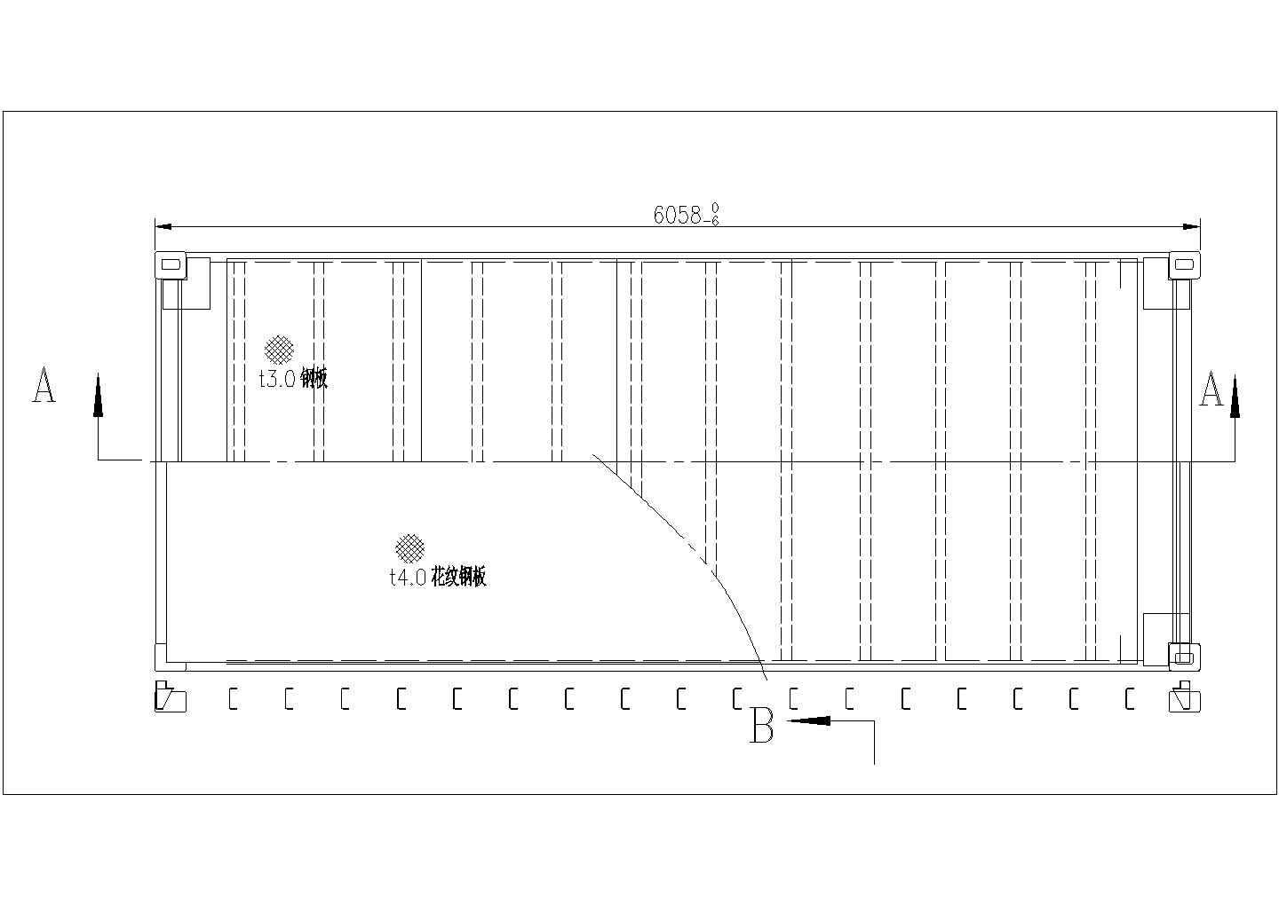 经典20英寸钢结构标准集装箱设计cad施工图纸