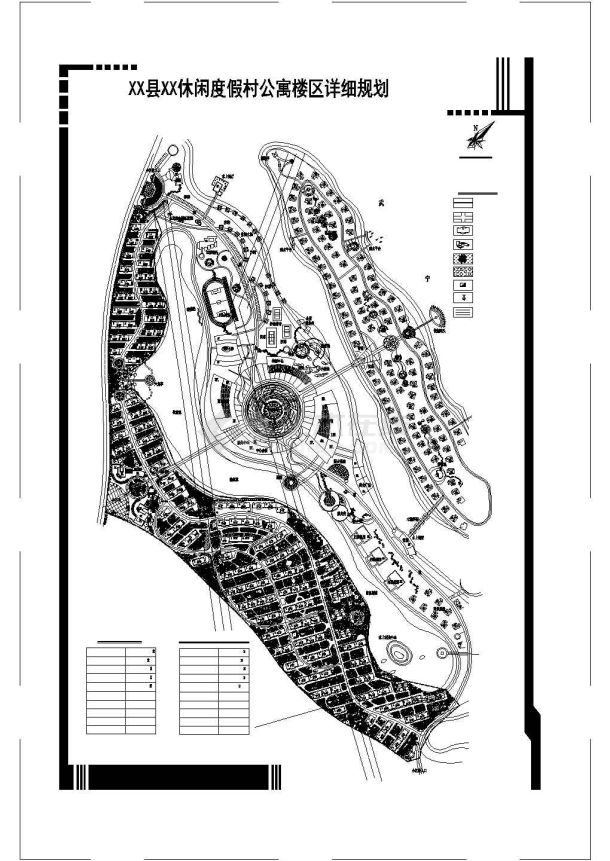 规划总用地面积4467870平方米某休闲度假村公寓楼区详细规划总平面图 含技术经济指标-图一