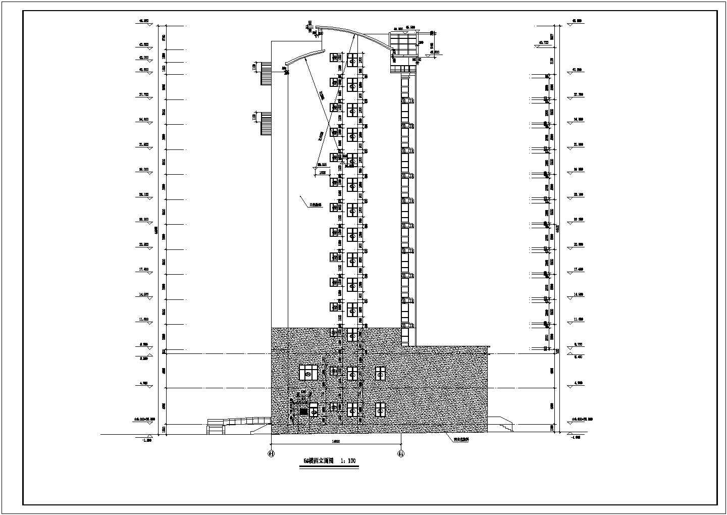 某小区9100平米13层框架结构住宅楼平立剖面设计CAD图纸