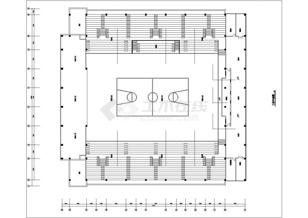 长72米 宽69.9米 三层体育馆装修图（各层平面图 天花图）-图一