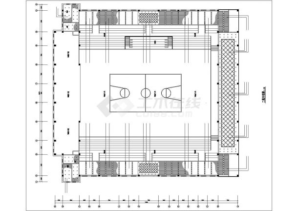 长72米 宽69.9米 三层体育馆装修图（各层平面图 天花图）-图二