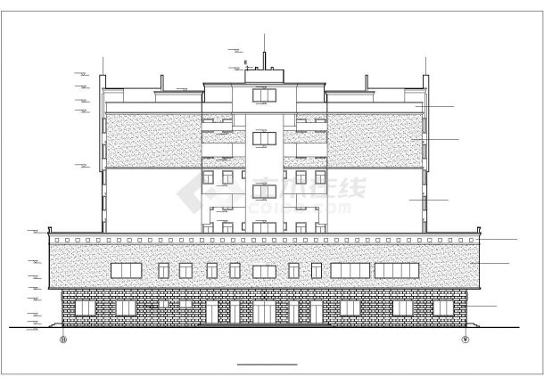1万平七层农骨井农贸市场综合楼建筑施工cad图(带负一层平面图，共十二张)-图二