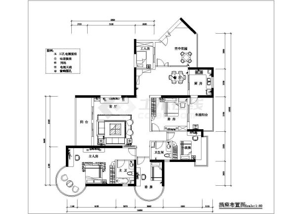 南昌市某新建小区的130平米的户型全套装修设计CAD图纸-图二