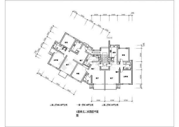 河北二室二厅100平米N21设计全套施工cad图-图一