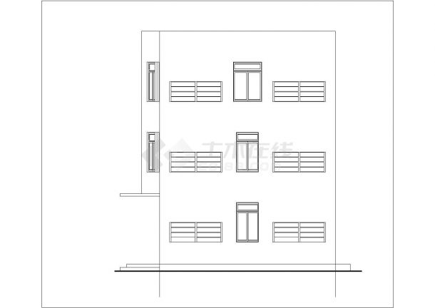 天津某工厂820平米3层砖混结构职工宿舍楼建筑设计CAD图纸-图一