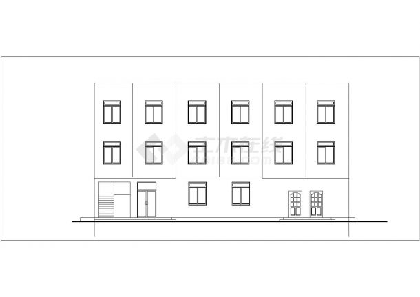 天津某工厂820平米3层砖混结构职工宿舍楼建筑设计CAD图纸-图二
