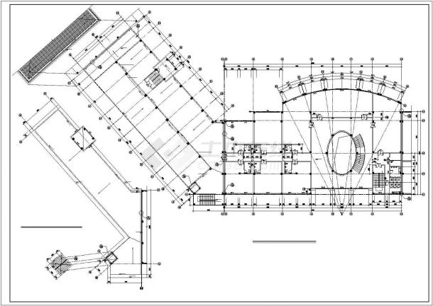 1900平米3层框架结构社区会所全套建筑设计CAD图纸（含天面层）-图一