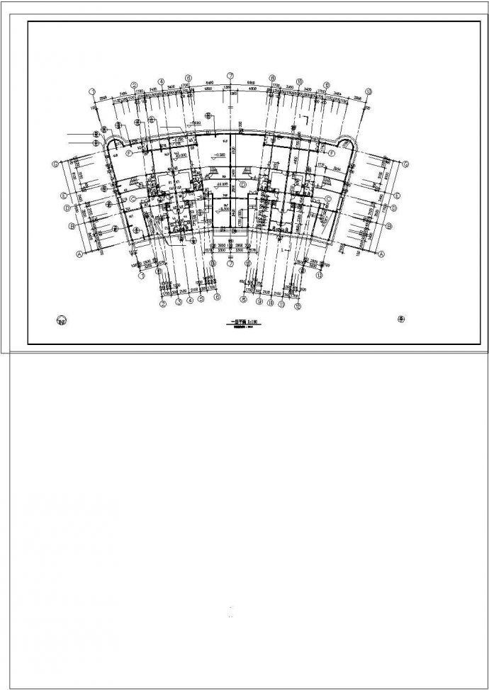3层占地632.6平1252.8平米弧形4户联排别墅建筑设计cad图纸_图1